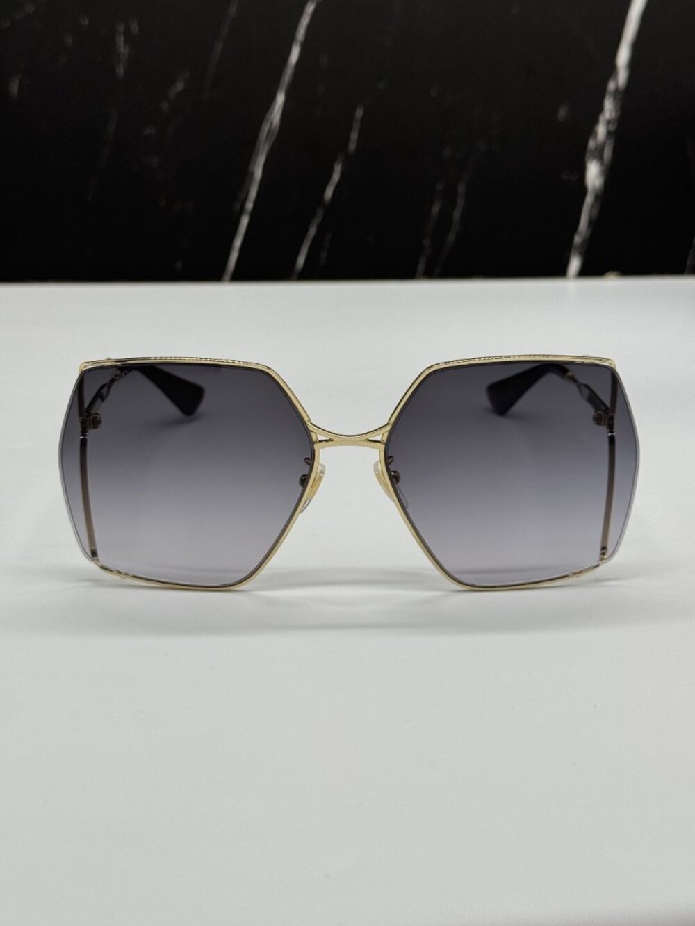 NEW GUCCI GG0817S 001 SUNGLASSES GOLD/GRAY WOMEN EYEWEAR - Picture 3 of 11